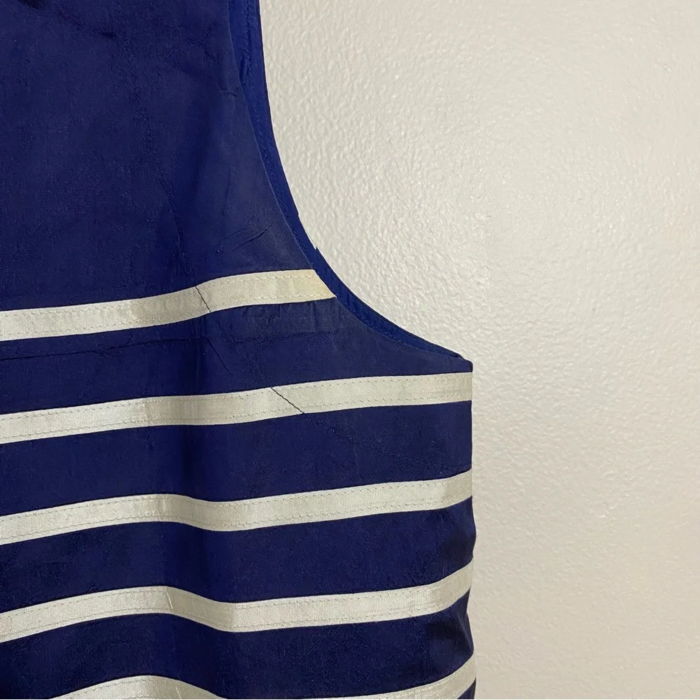 Calypso St. Barth women’s navy blue white silk striped dress sz large - Picture 8 of 10